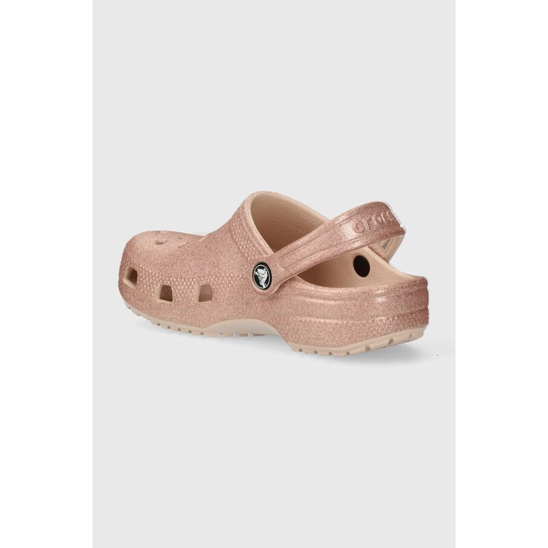 Detské šľapky Crocs CLASSIC GLITTER CLOG ružová farba