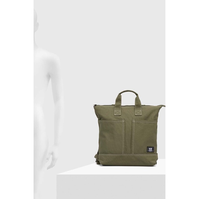 Bavlnený batoh Vans zelená farba, veľký, jednofarebný