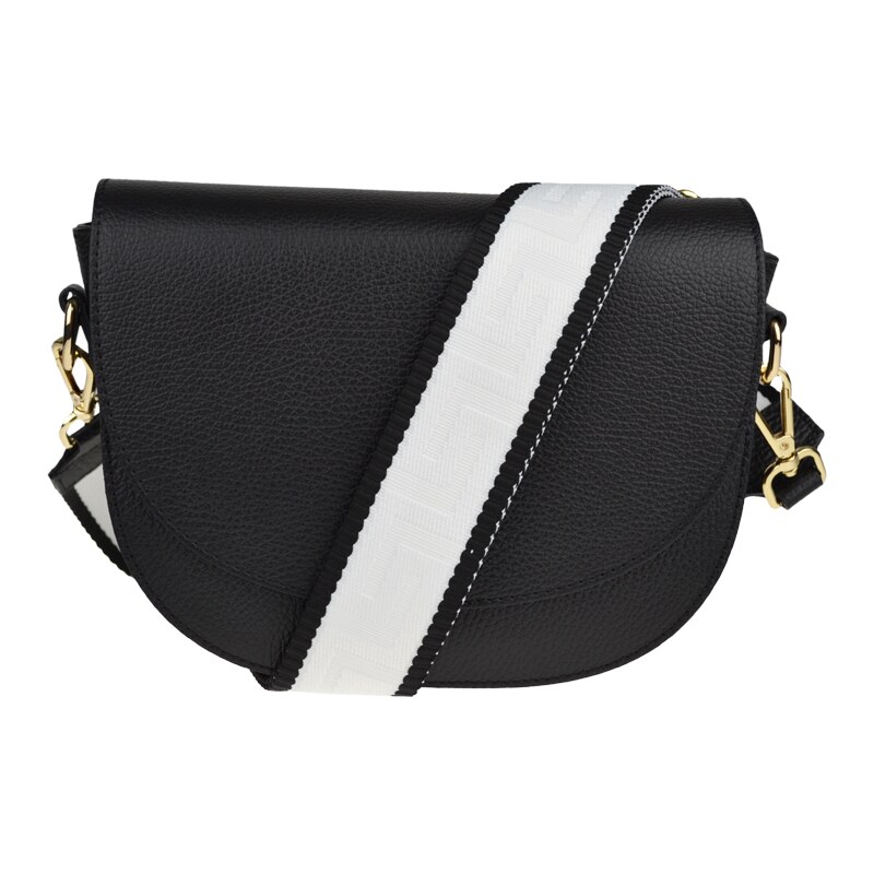 Čierna kožená talianska crossbody kabelka Ramona Nera s prídavným 49923199