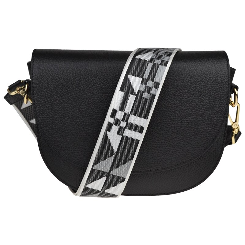Čierna kožená talianska crossbody kabelka Ramona Nera s prídavným 49923203