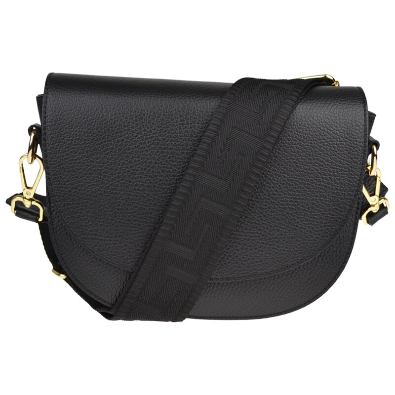 Čierna kožená talianska crossbody kabelka Ramona Nera s prídavným 49923200