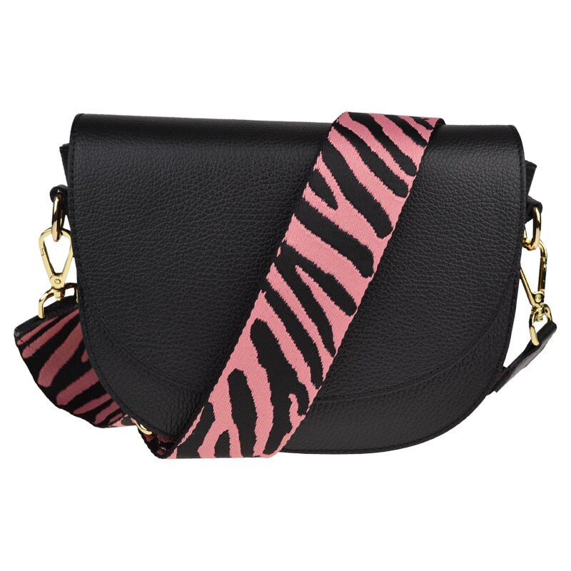 Čierna kožená talianska crossbody kabelka Ramona Nera s prídavným 49923201