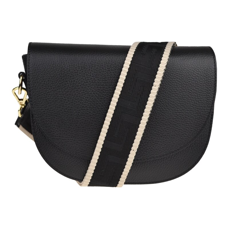 Čierna kožená talianska crossbody kabelka Ramona Nera s prídavným 49923202