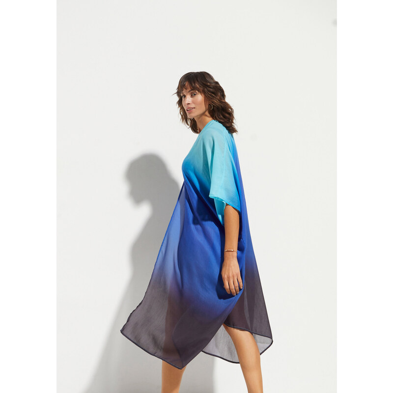 bonprix Plážové kaftanové šaty, farba modrá