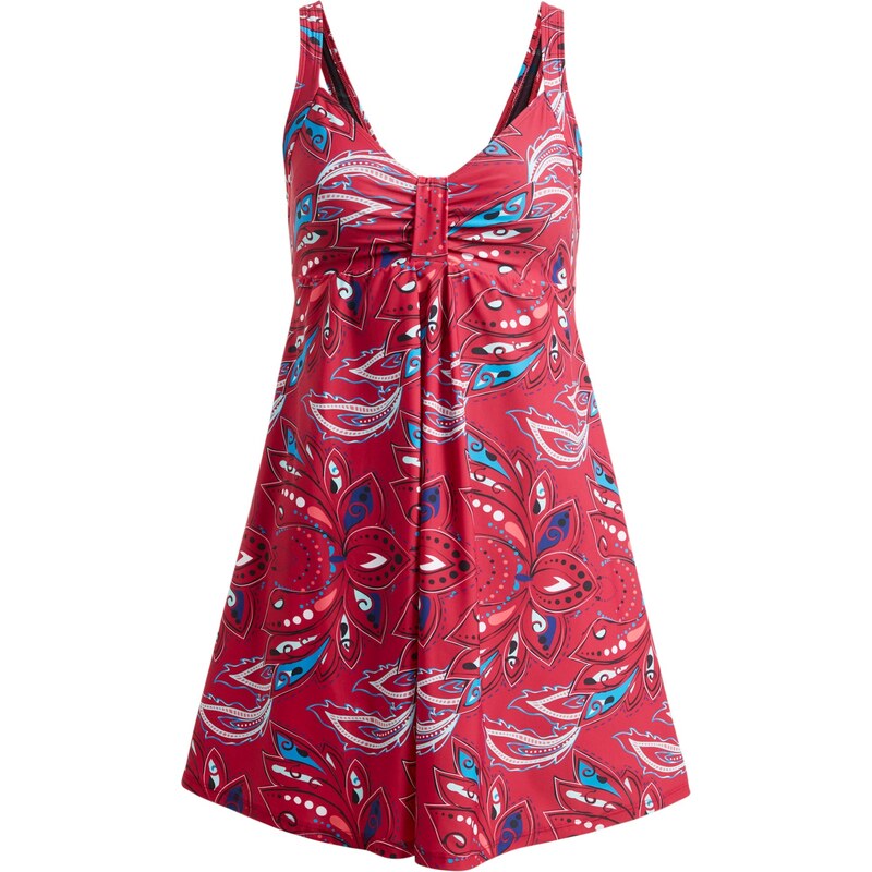 bonprix Sťahujúce kúpacie šaty z recyklovaného polyamidu stredne tvarujúci efekt, farba červená