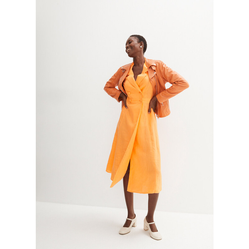 bonprix Košeľové šaty s čistého plátna, farba oranžová