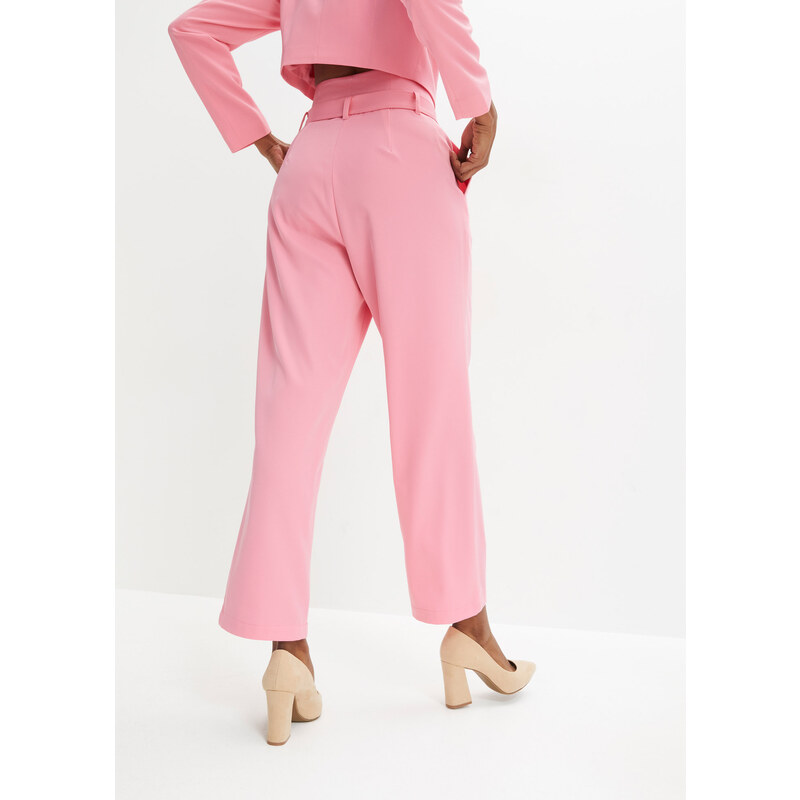 bonprix Nohavice s vysokým pásom, Paper-Bag, farba ružová