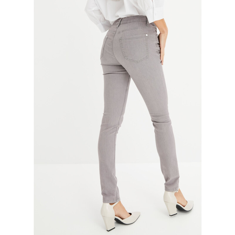 bonprix Super-strečové džínsy z ľahkého materiálu, farba šedá, rozm. 36