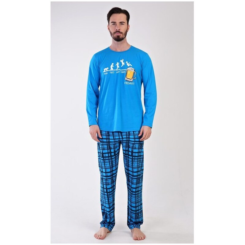 Dlhé tyrkysové pánske pyžamo Filip