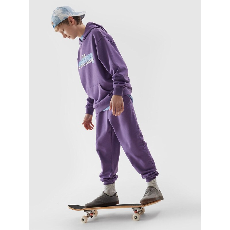 4F Chlapčenské teplákové nohavice typu jogger - fialové