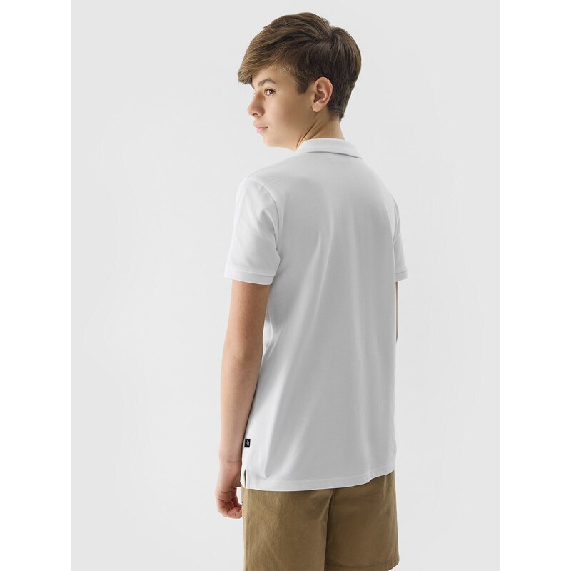 4F Chlapčenské regular polo tričko bez potlače - biele
