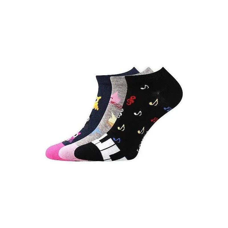 DEDON kotníčkové veselé barevné ponožky Lonka - KOČKY Mix farieb 35-38 49933089