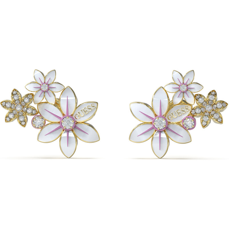 Guess Slušivé oceľové náušnice White Lotus JUBE04131JWYGWHT/U 66589841