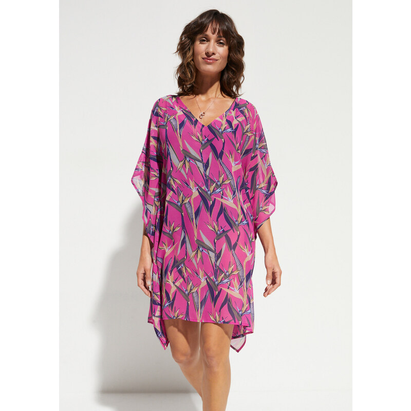 bonprix Šifónové plážové tunikové šaty, farba fialová