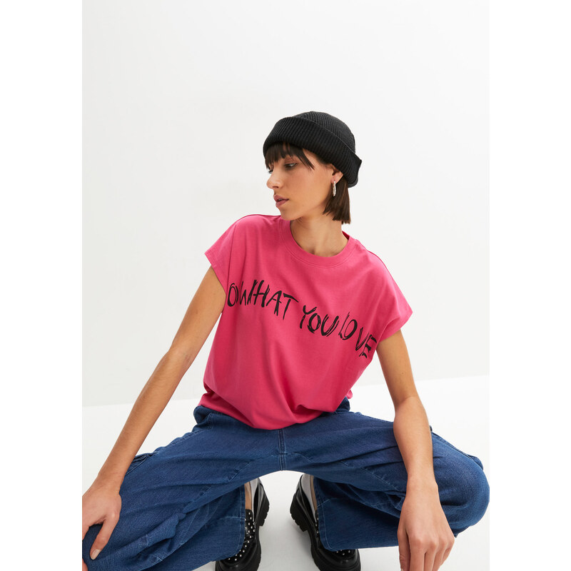 bonprix Tričko Oversize z čistej bavlny, farba ružová 49926038