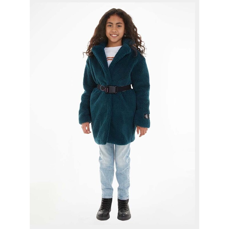 Detský kabát Calvin Klein Jeans zelená farba