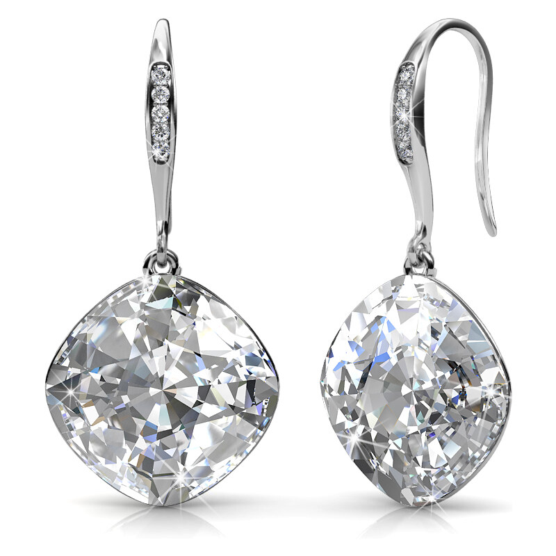 Royal Fashion strieborné náušnice pozlátené 18k bielym zlatom 54135508