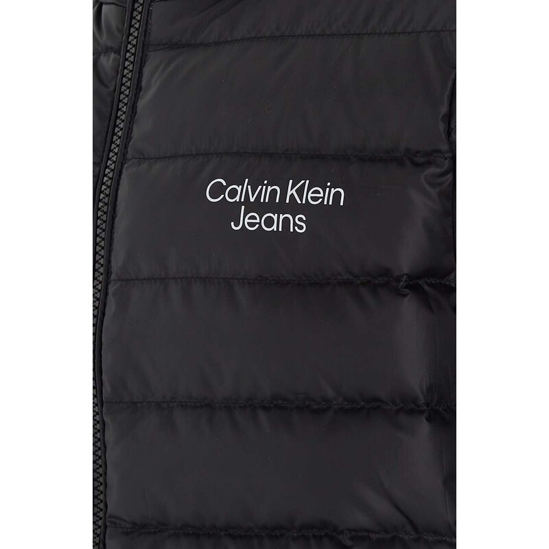 Detská páperová bunda Calvin Klein Jeans čierna farba,
