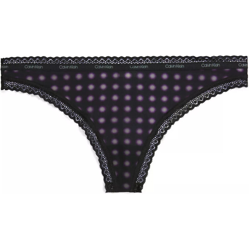 E-shop Dámske tangá 000QD3763E FTU čierne so vzorom - Calvin Klein
