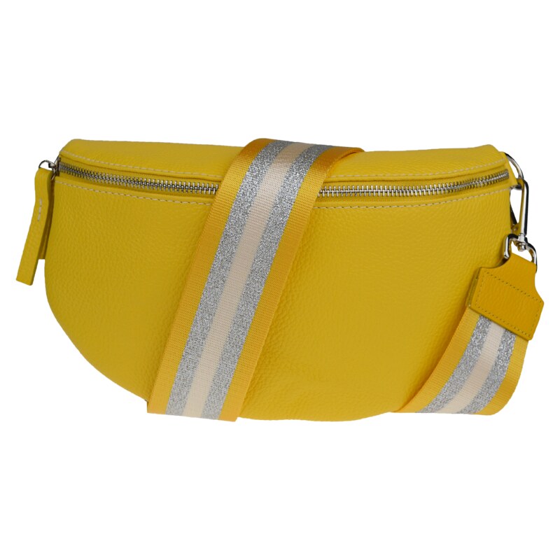 Žltá kožená talianska crossbody kabelka Reni Grande Gialla s prídavným 49949654