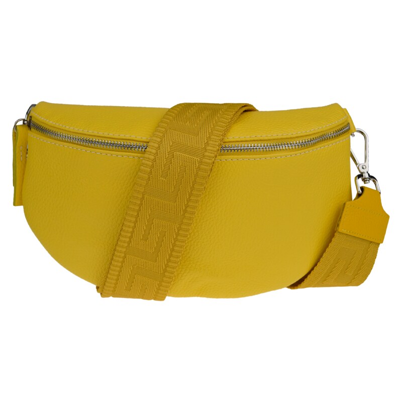 Žltá kožená talianska crossbody kabelka Reni Grande Gialla s prídavným 49949655