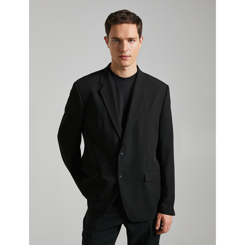 Koton Blazer Jacket with Buttons and Stitching Detailed with Pockets.