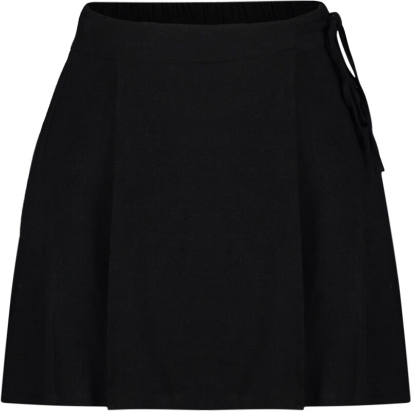 Trendyol Black Woven Slit Linen-blend Short Skirt