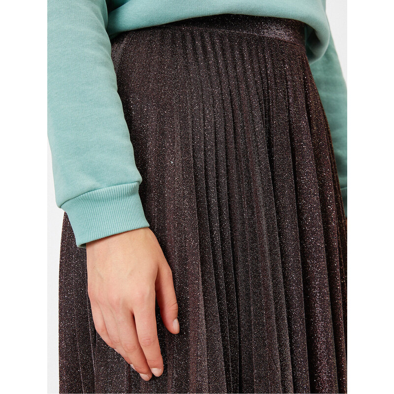 Koton Trblietavá detailne skladaná asymetrická sukňa