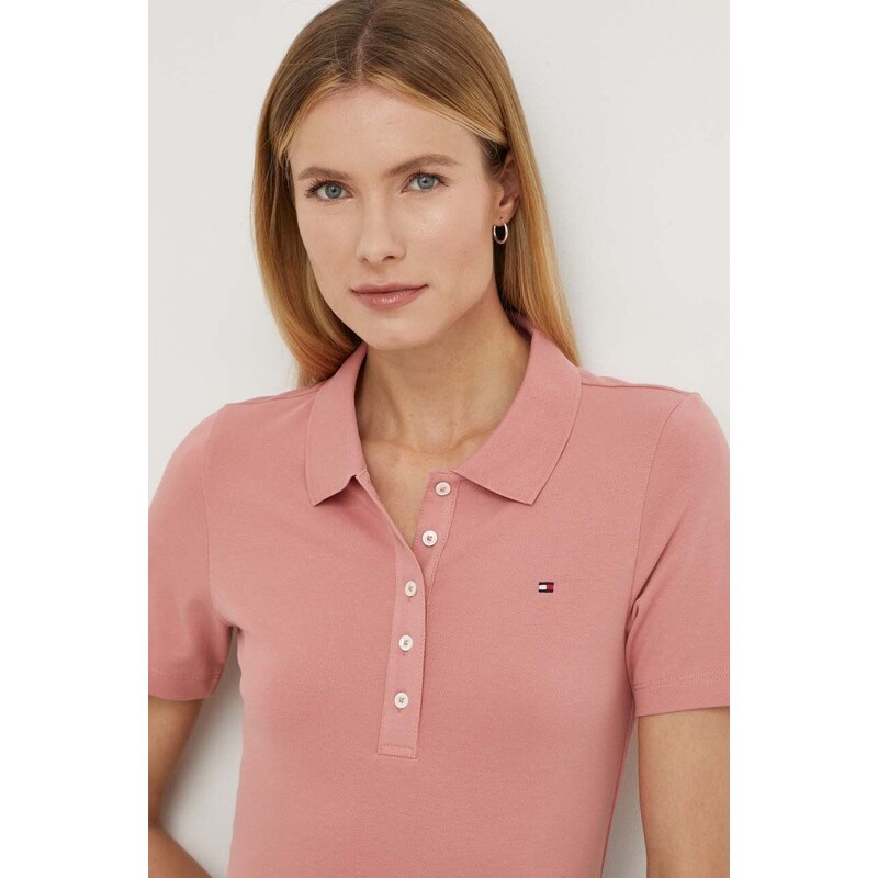 Polo tričko Tommy Hilfiger dámsky,ružová farba,WW0WW37823