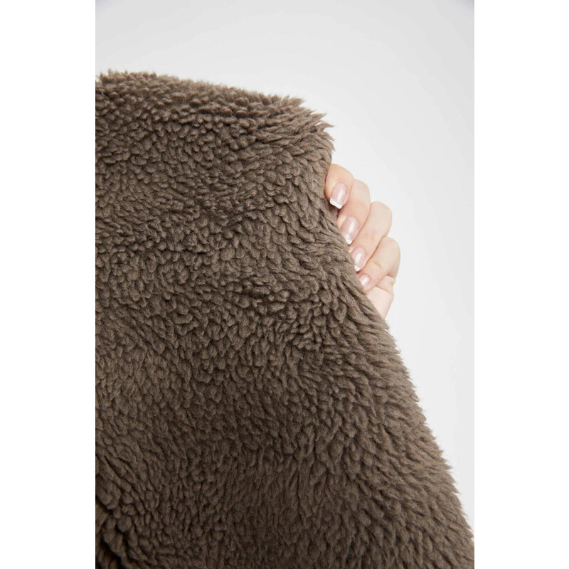 DeFacto Vodeodolný semišový kabát Relax Fit s plyšovou podšívkou A6360ax23wn
