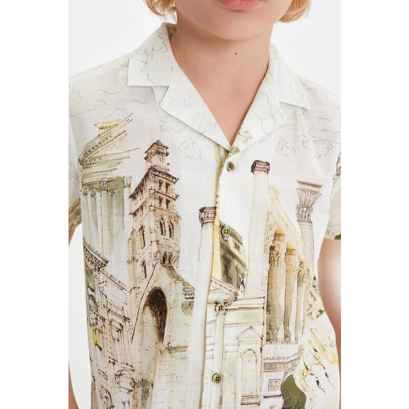 Nebbati Bg Store chlapčenská vzorovaná košeľa 23ss0nb3602