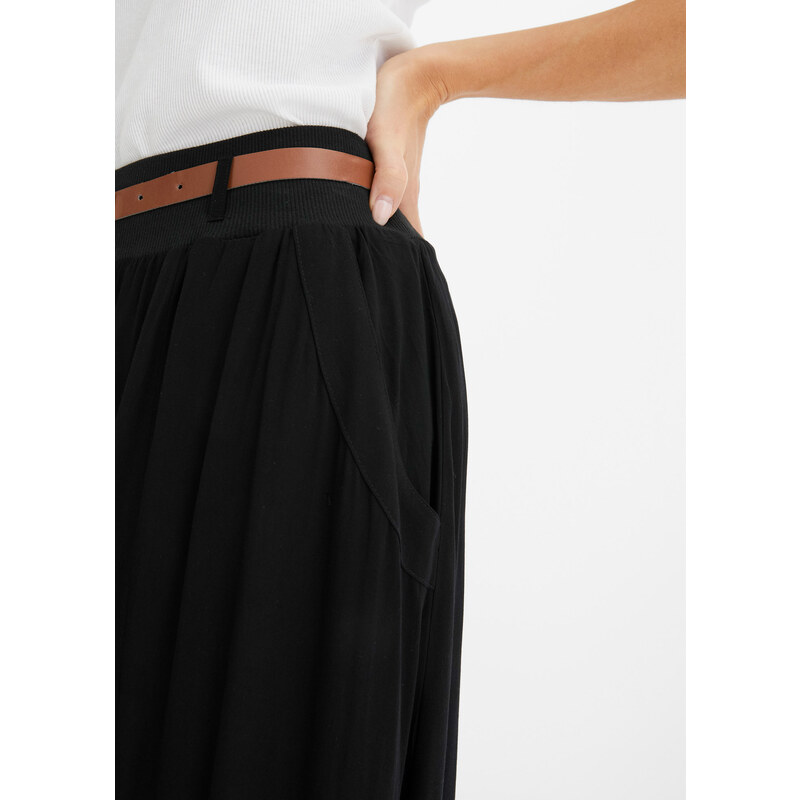bonprix Maxi sukňa s opaskom (2-dielna sada), farba čierna, rozm. 36