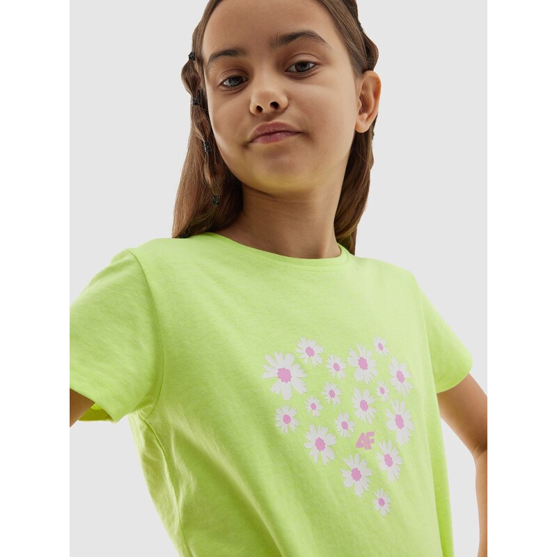 4F Dievčenské tričko z organickej bavlny - žlté