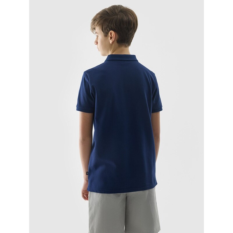 4F Chlapčenské regular polo tričko bez potlače - tmavomodré