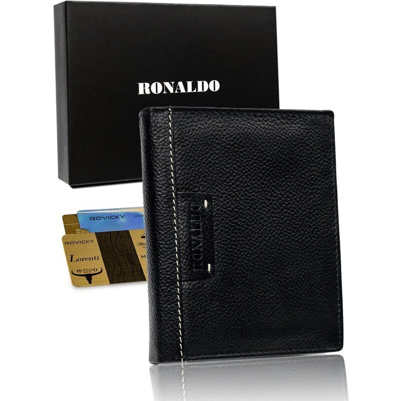Veľká čierna kožená pánska peňaženka - Ronaldo