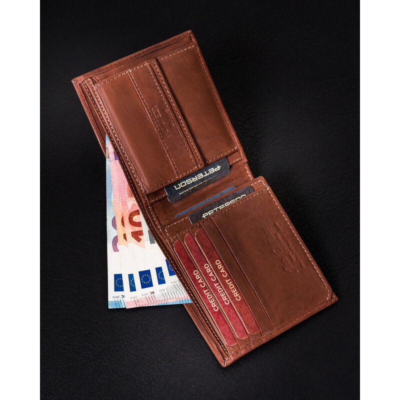 Peterson Kožená peňaženka PTN N008-PCA D.BROWN