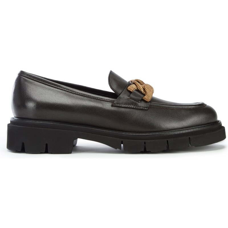 Wittchen Dámske kožené mokasíny s ozdobnou retiazkou na platforme 97-D 49952124