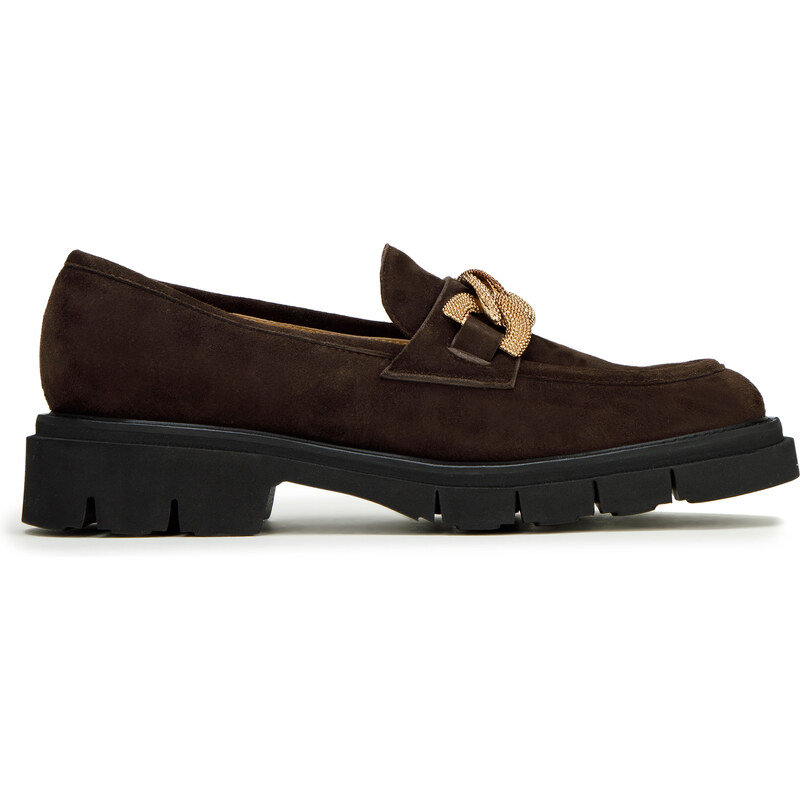 Wittchen Dámske semišové mokasíny s ozdobnou retiazkou na platforme 97 49952237