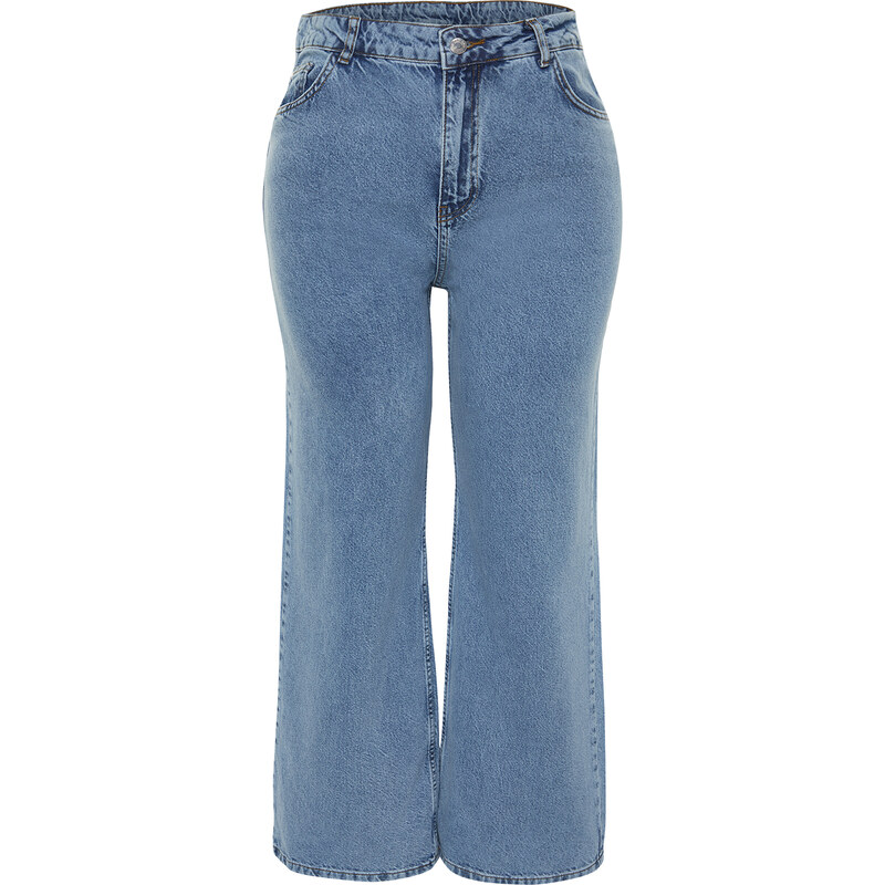 Trendyol Curve Light Blue High Waist Wide Cut Jeans