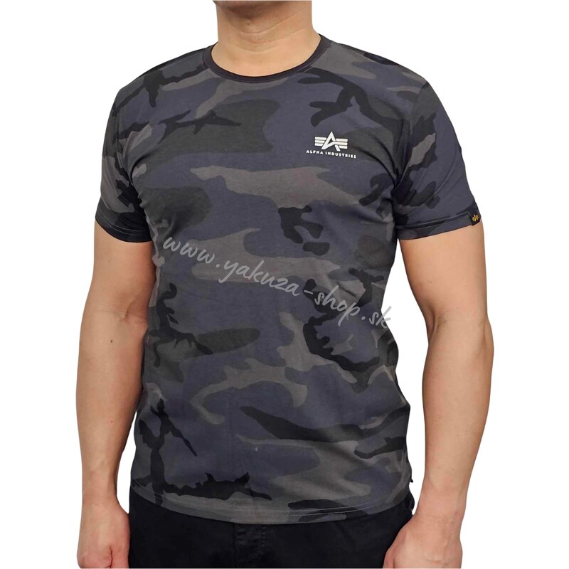 Alpha Industries BACKPRINT T blackcamo tričko pánske