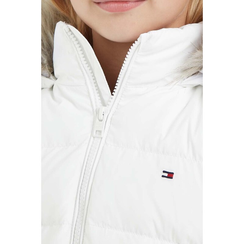 Detská páperová bunda Tommy Hilfiger biela farba