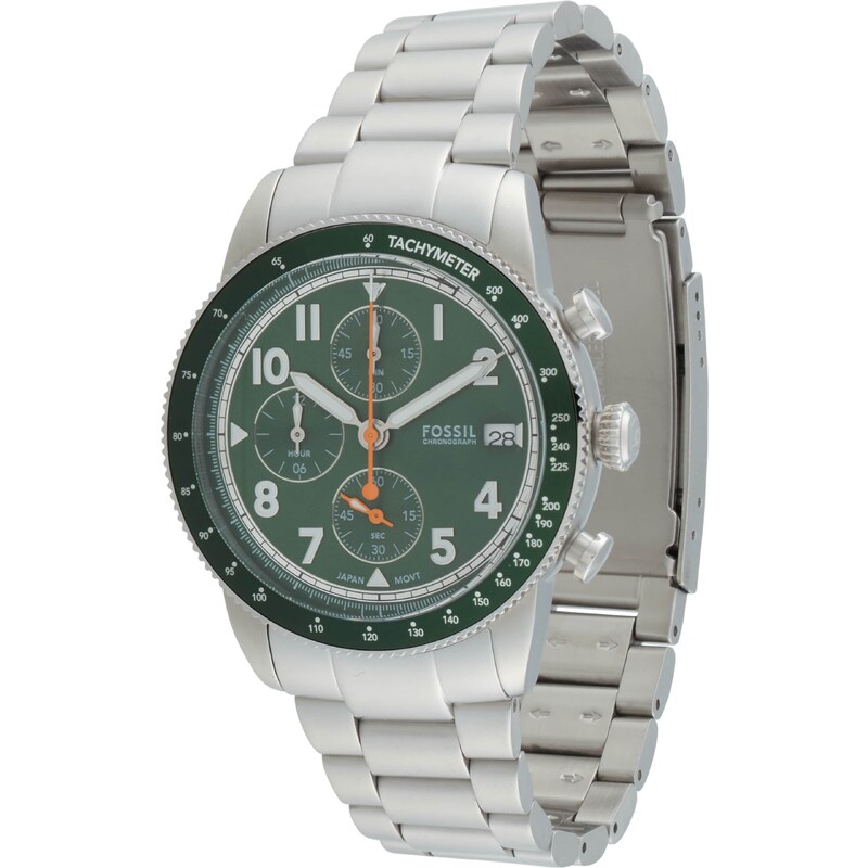 FOSSIL Analógové hodinky SPORT TOURER tmavozelená / strieborná 54307679