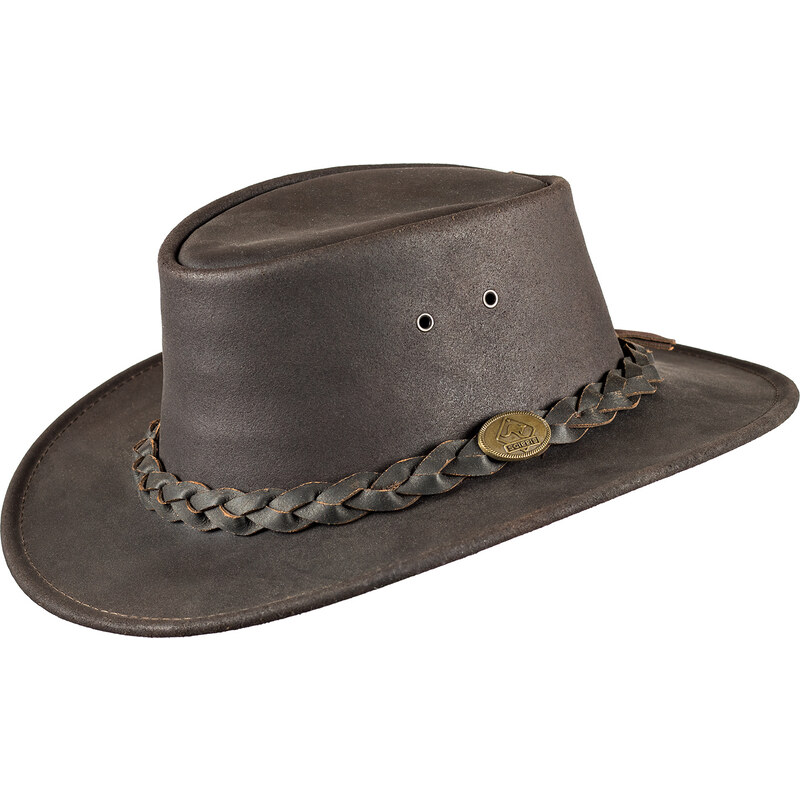 Austrálsky klobúk hnedý kožený - BUSHMAN