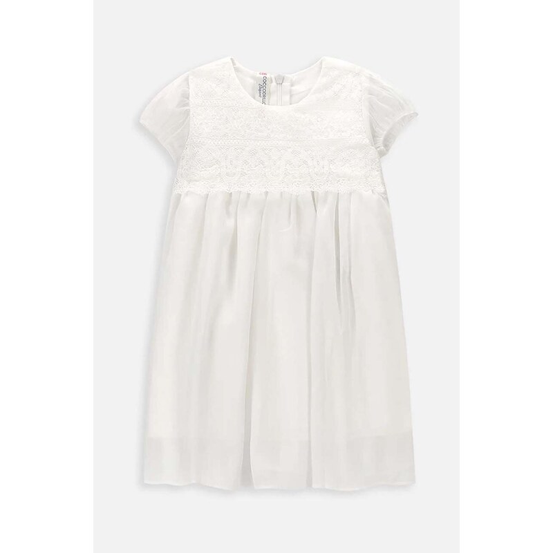 Šaty pre bábätká Coccodrillo biela farba, mini, rovný strih