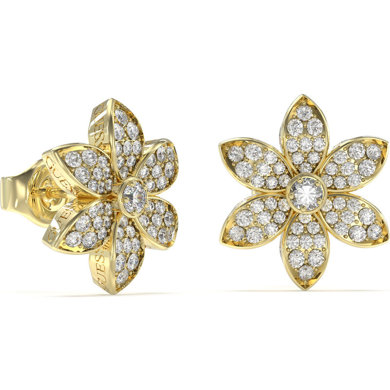 Guess Pozlátené náušnice so zirkónmi White Lotus JUBE04145JWYGT/U 66594858