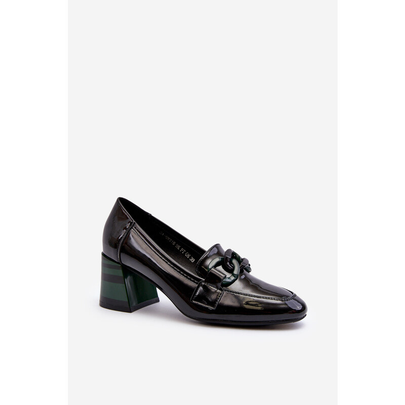 Kesi Black Paliotte pumps with chain