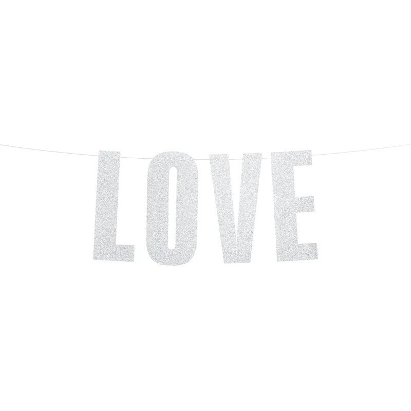 PartyDeco Banner strieborný - Love