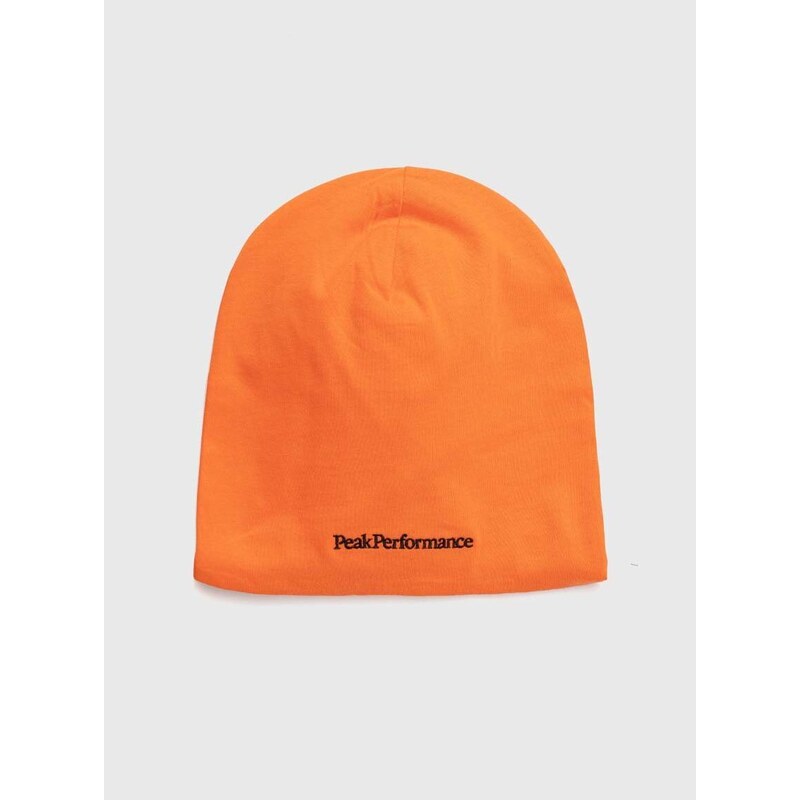 Bavlnená čiapka Peak Performance oranžová farba, z tenkej pleteniny, bavlnená
