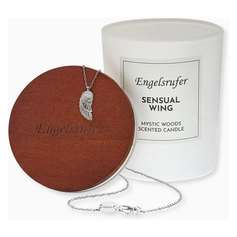 Engelsrufer Vonná sviečka 35h s oceľovým náhrdelníkom Anjelské krídlo 66595443