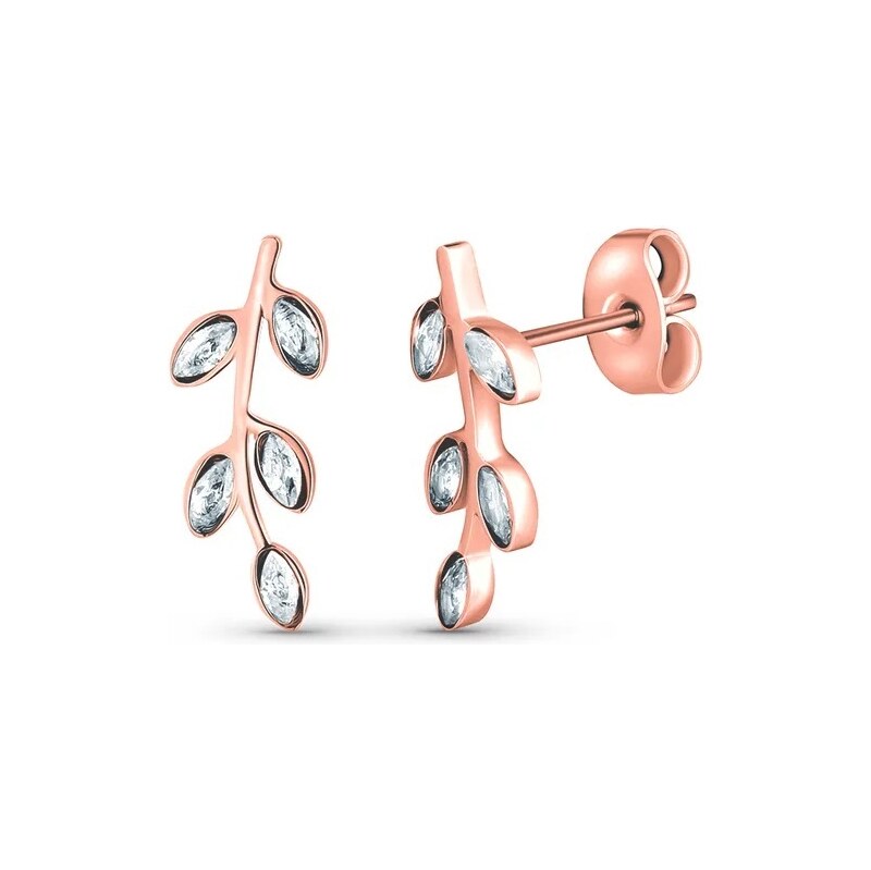 Vuch Očarujúce bronzové náušnice so zirkónmi Zotie Rose Gold 66593150
